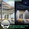 A split image showing a patio area during the day and night, highlighting solar-powered lights. Produktbild-Vorschau