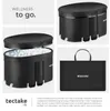A collage of images showing a black foldable ice bath tub, its lid, and a carrying bag, along with marketing text. Náhled obrázku produktu