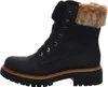 A side view of a black lace-up boot with a faux fur trim. Anteprima dell’immagine prodotto