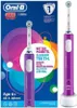 Product packaging and the electric toothbrush itself are shown. The packaging features colorful graphics and text, while the toothbrush is displayed separately on a white base. Produktbild-Vorschau