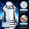 A split image showing the interior and exterior of a gaming chair, with callouts highlighting material features. Podgląd zdjęcia produktu