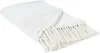 A white blanket with fringe is laid out on a white background. Produktbild-Vorschau