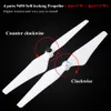 Two white drone propellers are shown against a black background, with text labels indicating their rotation direction. Náhled obrázku produktu