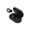 A pair of black wireless earbuds and their charging case are shown against a white background. Produktbild-Vorschau
