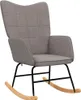 A studio shot of a gray rocking chair with a black metal frame and wooden rockers. Produktbild-Vorschau
