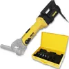A yellow and black Rems Power-Press SE tool and its accessory case are displayed on a white background. Produktbild-Vorschau