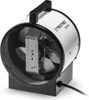 A silver and black electric heater with a black handle and a black base, shown against a white background. Produktbild-Vorschau