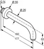 Technical drawing of a faucet spout with dimensions. Náhľad obrázku produktu