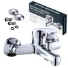 A chrome-finished faucet and its packaging are displayed against a white background. Podgląd zdjęcia produktu