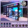 Lit mezzanine 140 x 200 cm en métal noir avec éclairage LED Voir les images du produit 7