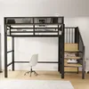 A loft bed with a desk and stairs in a room. Podgląd zdjęcia produktu