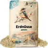 A bag of chopped peanuts for birds, with a watercolor landscape and a bird illustration. Produktbild-Vorschau