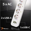 Reagle 3m Steckdosenleiste 5-fach mit 3x USB (2x USB-A, 1x Produktbild-Vorschau 3