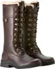 A pair of brown leather boots with white fur lining. Produktbild-Vorschau