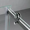A close-up view of a shower door's sliding mechanism, showing the glass panel and chrome hardware. Produktbild-Vorschau