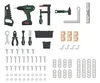 A collection of toy tools and hardware laid out on a white background. Produktbild-Vorschau