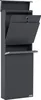 A dark gray, modern mailbox with its top and middle doors open, revealing the interior compartments. The mailbox is shown against a plain white background. Voir les images du produit
