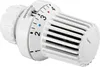 A white thermostat valve with temperature markings. Produktbild-Vorschau