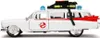 A side view of a white toy model of the Ghostbusters ECTO-1 car. Voir les images du produit
