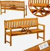 A collage of images showing a wooden garden bench with a fold-out table. Anteprima dell’immagine prodotto