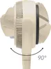 A side view of a beige stand fan, showing its adjustable head with a 90-degree angle indicator. Produktbild-Vorschau
