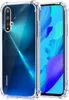A clear, professional studio shot of a transparent phone case with reinforced corners, showcasing a Huawei Nova 5T smartphone inside. Produktbild-Vorschau