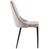 A side view of a beige upholstered chair with black metal legs against a white background. Produktbild-Vorschau