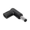 A black angled adapter with a USB-C connector on one end and a barrel connector on the other. Produktbild-Vorschau