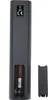 The back of a black TV remote control with the battery compartment open, showing batteries and a battery cover next to it. Produktbild-Vorschau