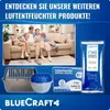 A family is relaxing on a couch, with various moisture absorber products displayed below. Produktbild-Vorschau