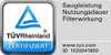 A certification mark from TÜV Rheinland with text indicating performance metrics. Anteprima dell’immagine prodotto