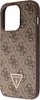 A close-up side view of a brown phone case with a repeating Guess logo pattern and a triangular Guess logo emblem. Podgląd zdjęcia produktu