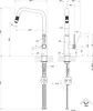 Technical drawing of a faucet with dimensions and angles. Produktbild-Vorschau