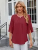 ASKSA Damen Bluse 3/4 aermel Plissee Rundhals Chiffon Produktbild-Vorschau 3