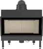 A front view of a black steel fireplace insert with a beige interior, set against a white background. Podgląd zdjęcia produktu