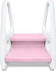 A two-step pink and white toddler step stool. Voir les images du produit