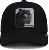 A black baseball cap with a patch of a black panther on the front. Produktbild-Vorschau