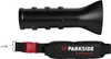 A black turbine blower nozzle and a black strap with a red buckle are shown against a white background. Produktbild-Vorschau