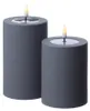 LED Stumpenkerze MIA - Kunststoff - realistische 3D Flamme - H: 10cm - outdoor - grau Produktbild-Vorschau