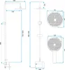 Technical drawings of a shower set with dimensions. Náhľad obrázku produktu
