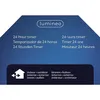 A dark blue background with white text and a white house icon with arrows. Produktbild-Vorschau