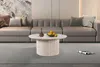 Lagos" 80 cm Runder Couchtisch Travertin Beige | Struktur Produktbild-Vorschau 3