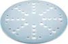 A round, perforated sanding disc on a white background. Náhled obrázku produktu