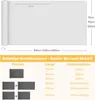 A diagram showing different sizes and combinations of a balcony screen, with a table detailing product lengths and combinations. Produktbild-Vorschau
