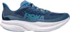 A side view of a single blue Hoka running shoe against a white background. Produktbild-Vorschau
