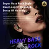 A close-up marketing image of a woman wearing earbuds, with promotional text overlayed. Produktbild-Vorschau