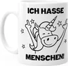 Einhorn Spruch - Ich hasse Menschen Kaffee-Tasse Trend Produktbild-Vorschau 2
