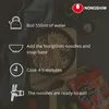 Instructions for preparing Nongshim instant noodles, showing ingredients and steps. Produktbild-Vorschau