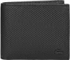 A black leather wallet with a textured pattern is shown against a white background. Produktbild-Vorschau
