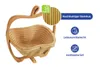 A bamboo fruit basket with text and icons highlighting its features. Podgląd zdjęcia produktu